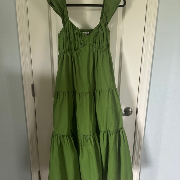 Abercrombie & Fitch Olive Green Gathered Dress - Picture 4 of 6